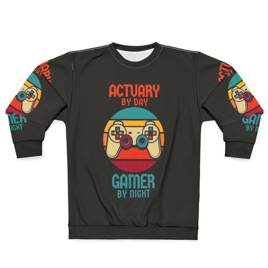 Actuarial Gamer Sweatshirt with Retro Sunset Design