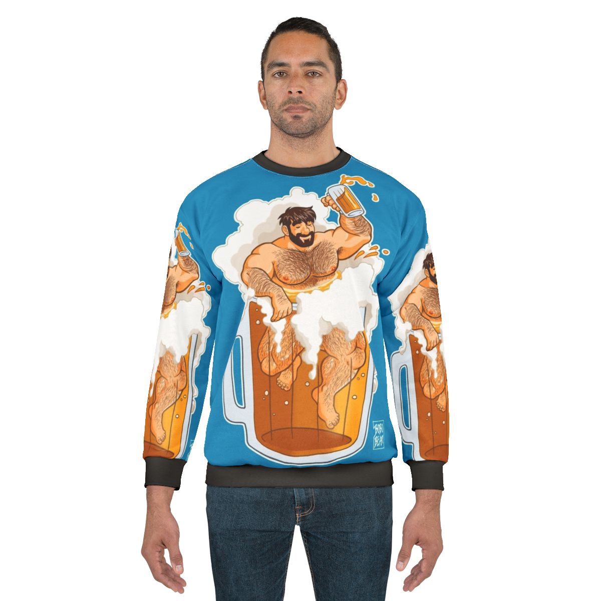Adam Likes A Big Beer Sweatshirt - Gay Pride Bear Design