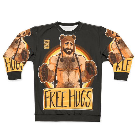 Adam Likes Hugs Bear Pride Sweatshirt, featuring a bear with rainbow colors
