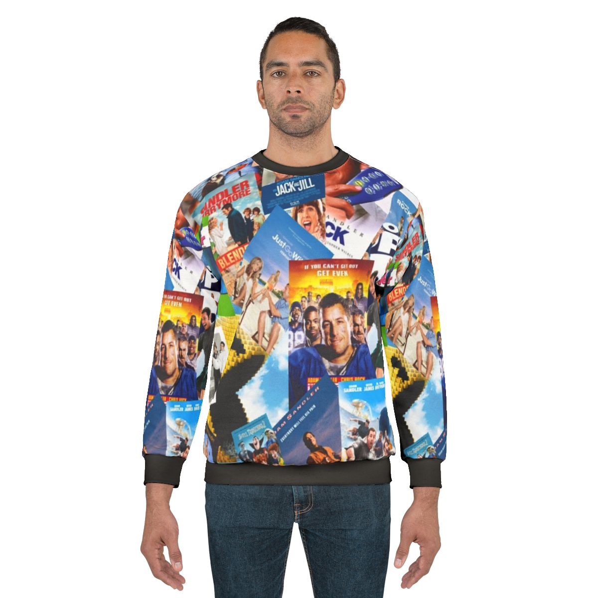Adam Sandler Collage Sweatshirt featuring various images and memes of the actor
