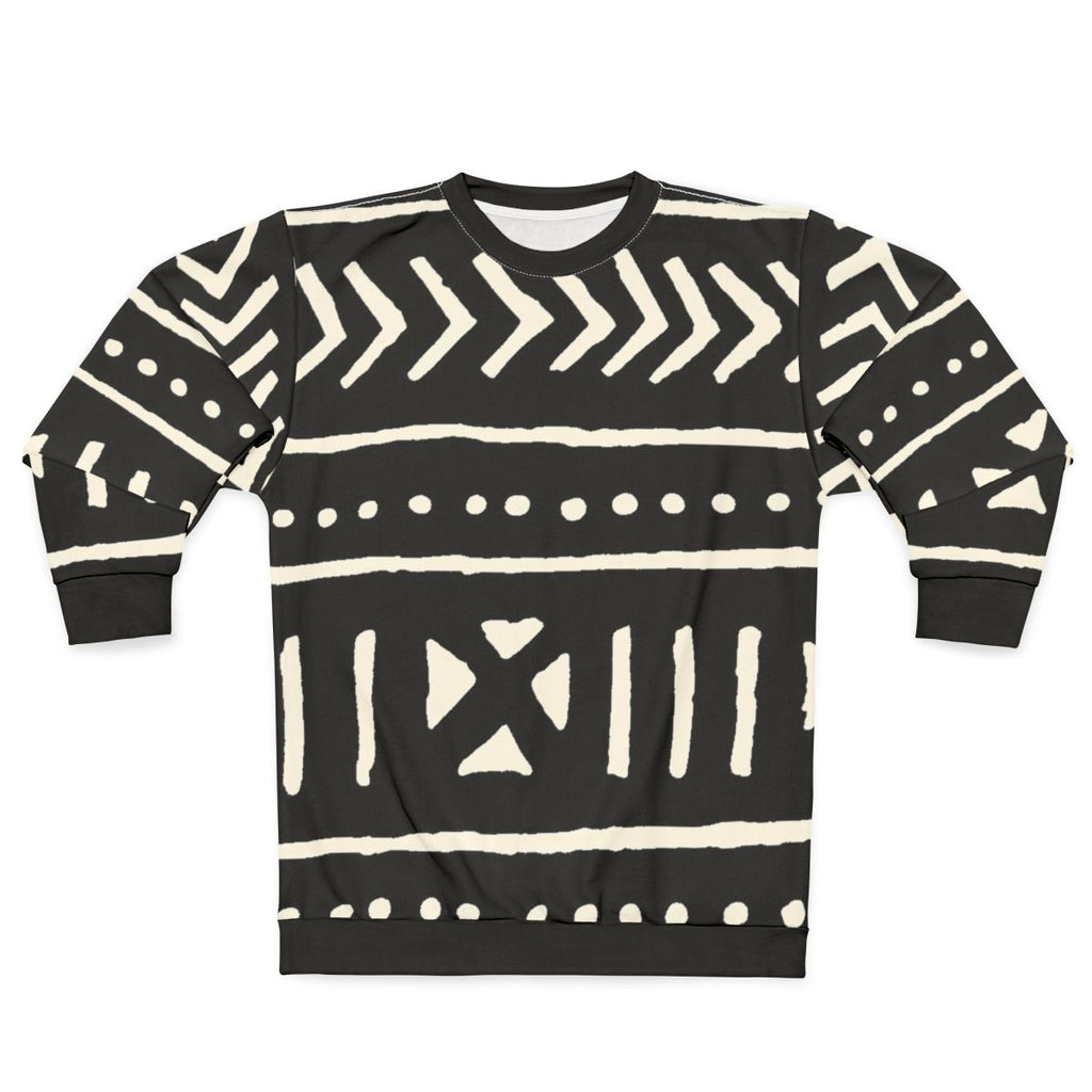 African Mud Cloth Black and White Sweatshirt