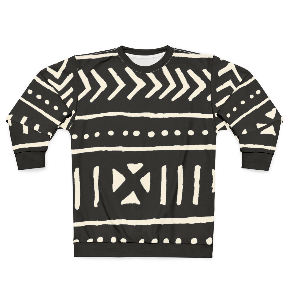 African Mud Cloth Black and White Sweatshirt