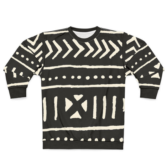 African Mud Cloth Black and White Sweatshirt
