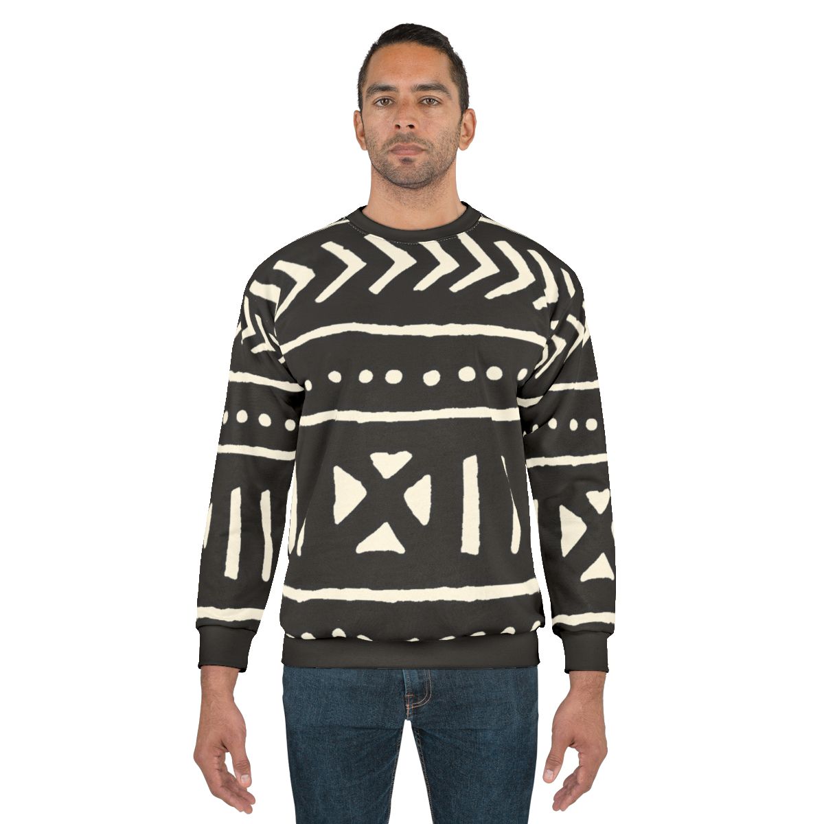 African Mud Cloth Black and White Sweatshirt