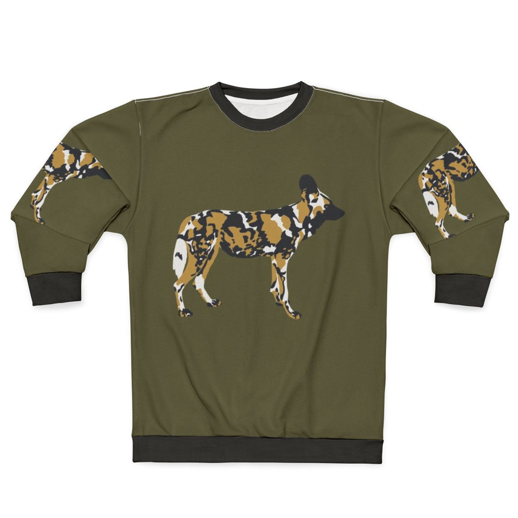 African painted dog portrait on a cozy sweatshirt