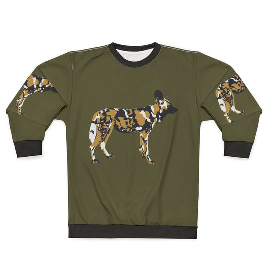 African painted dog portrait on a cozy sweatshirt