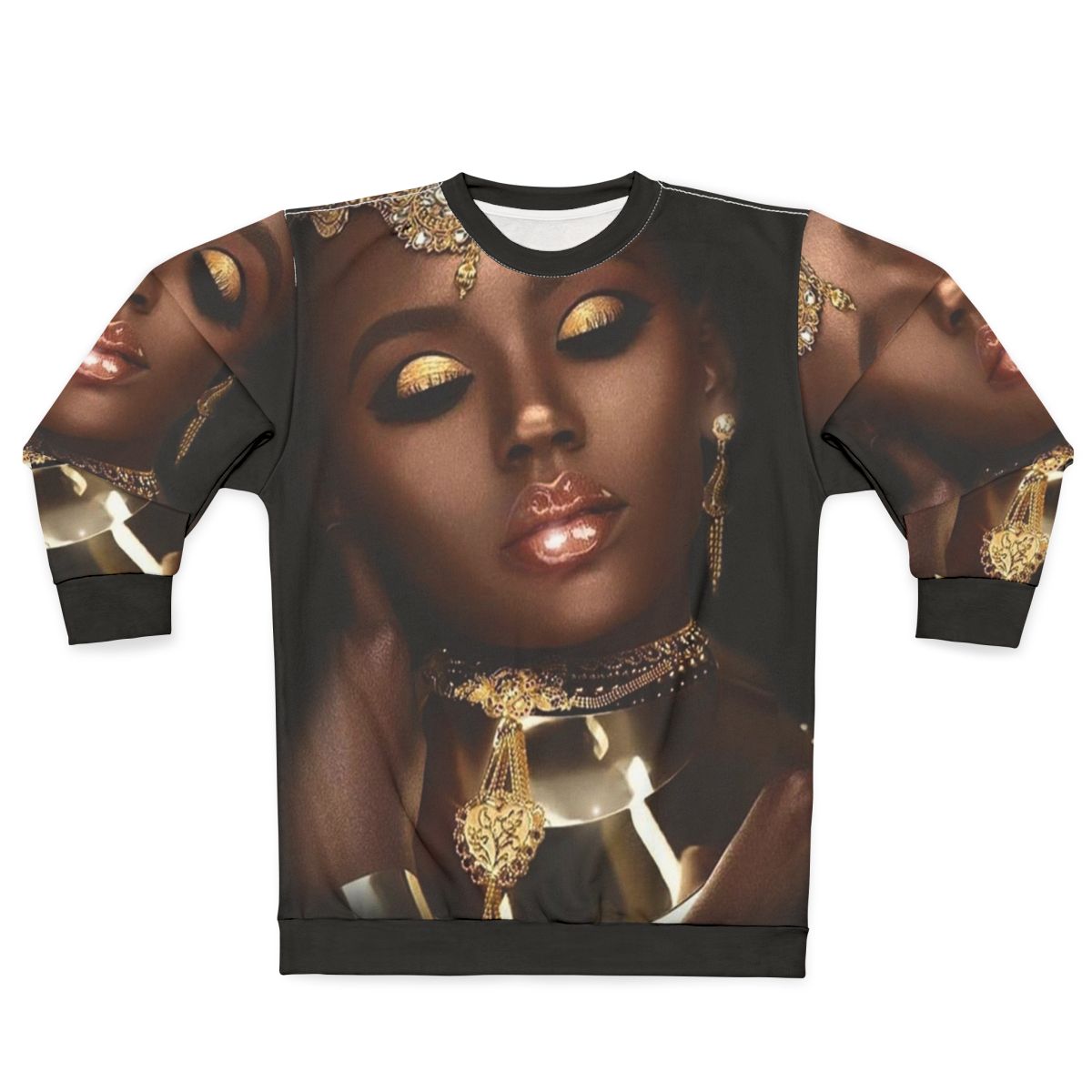 Tribal Queen African Sweatshirt with Abstract Beauty and Female Jewelry