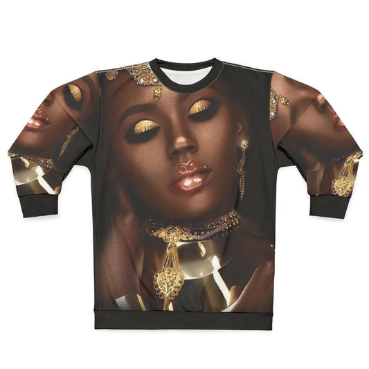 Tribal Queen African Sweatshirt with Abstract Beauty and Female Jewelry