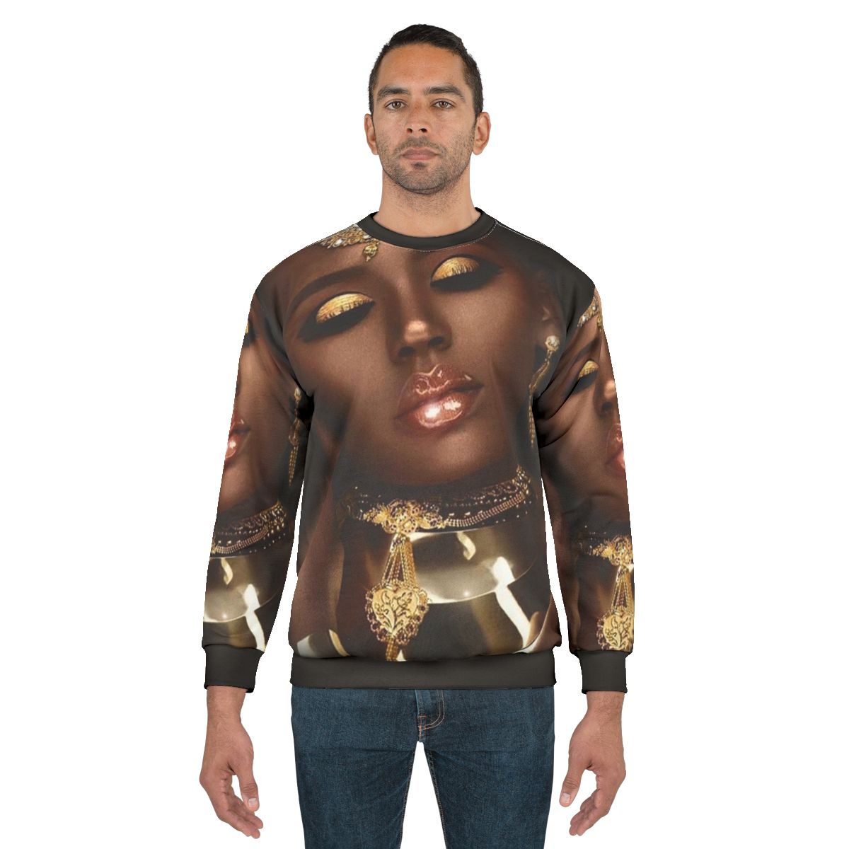 Tribal Queen African Sweatshirt with Abstract Beauty and Female Jewelry