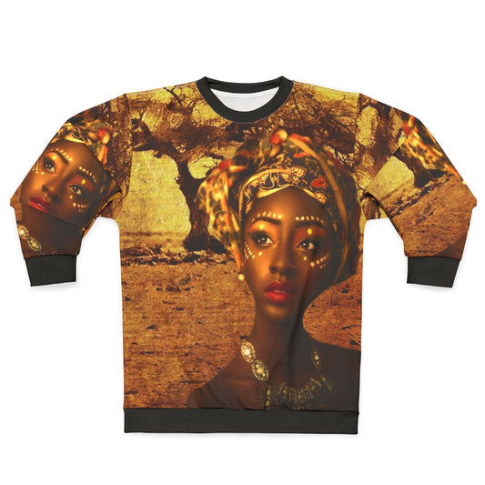African Queen Sweatshirt featuring a female tribal portrait