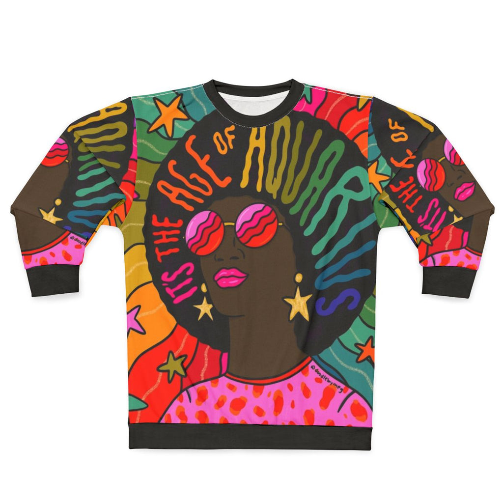 Colorful psychedelic age of aquarius sweatshirt for women