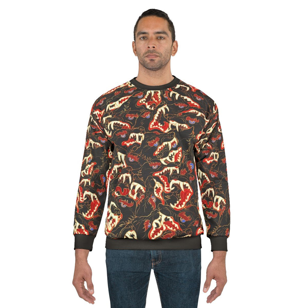 Ahamkara sweatshirt with wolves and tibetan canine design