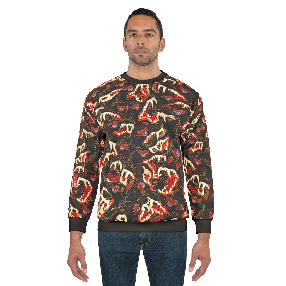 Ahamkara sweatshirt with wolves and tibetan canine design