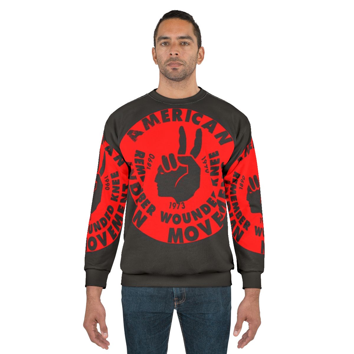 Aim American Indian Movement Sweatshirt with Native American Activism Design