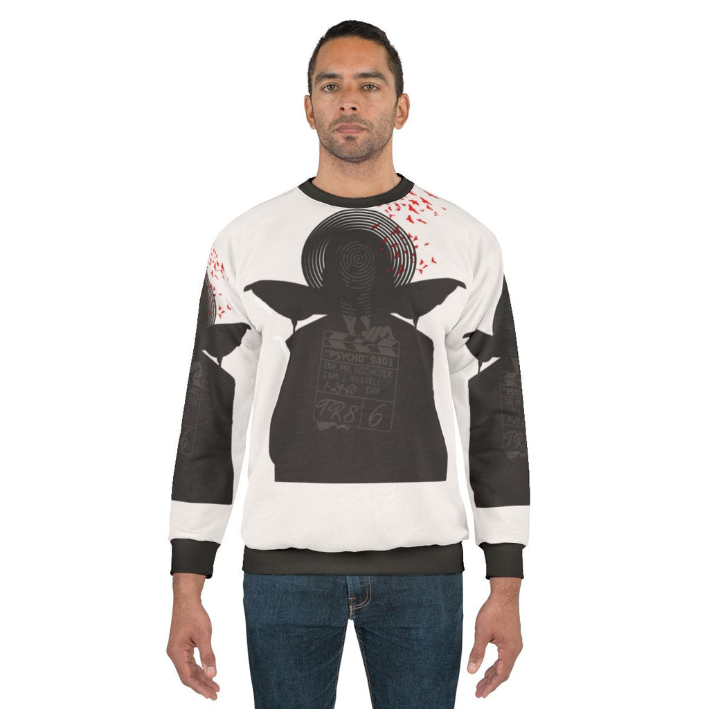 Alfred Hitchcock 80s 90s Sweatshirt featuring classic horror movie quotes