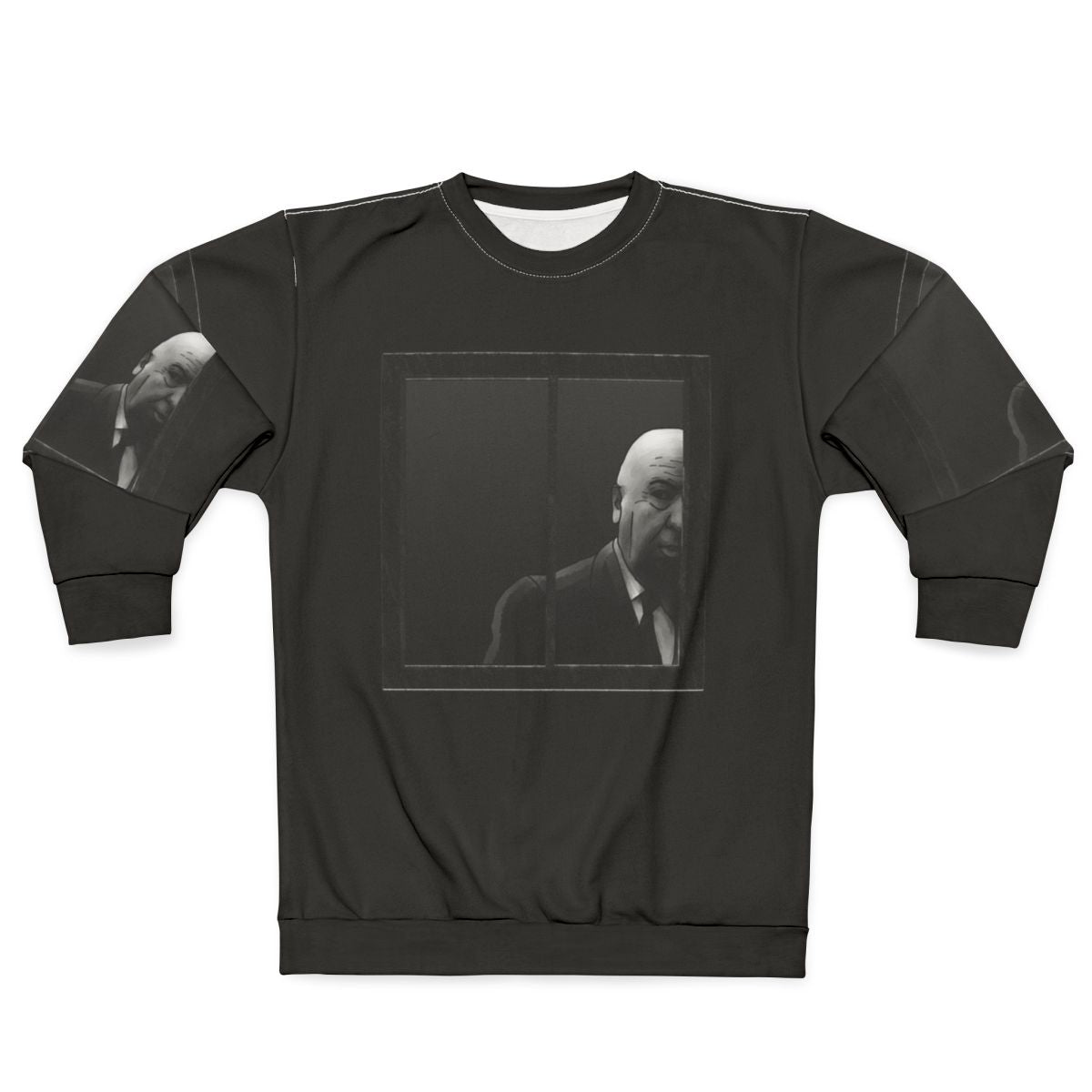 Alfred Hitchcock Black and White Graphic Sweatshirt