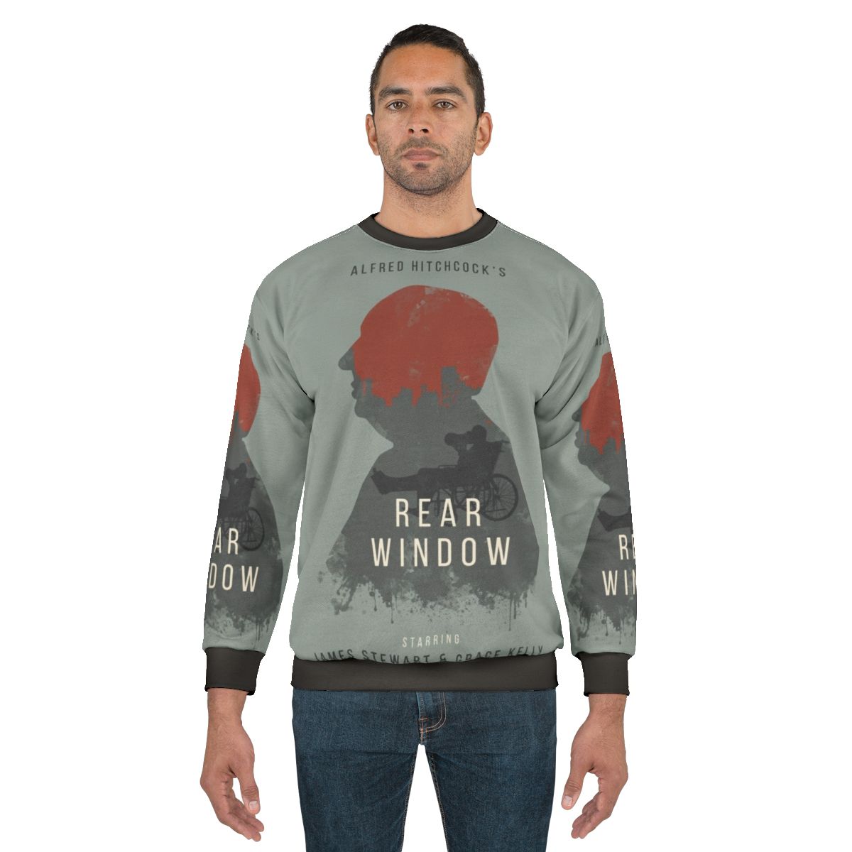 Classic Alfred Hitchcock Rear Window Sweatshirt with James Stewart and Grace Kelly