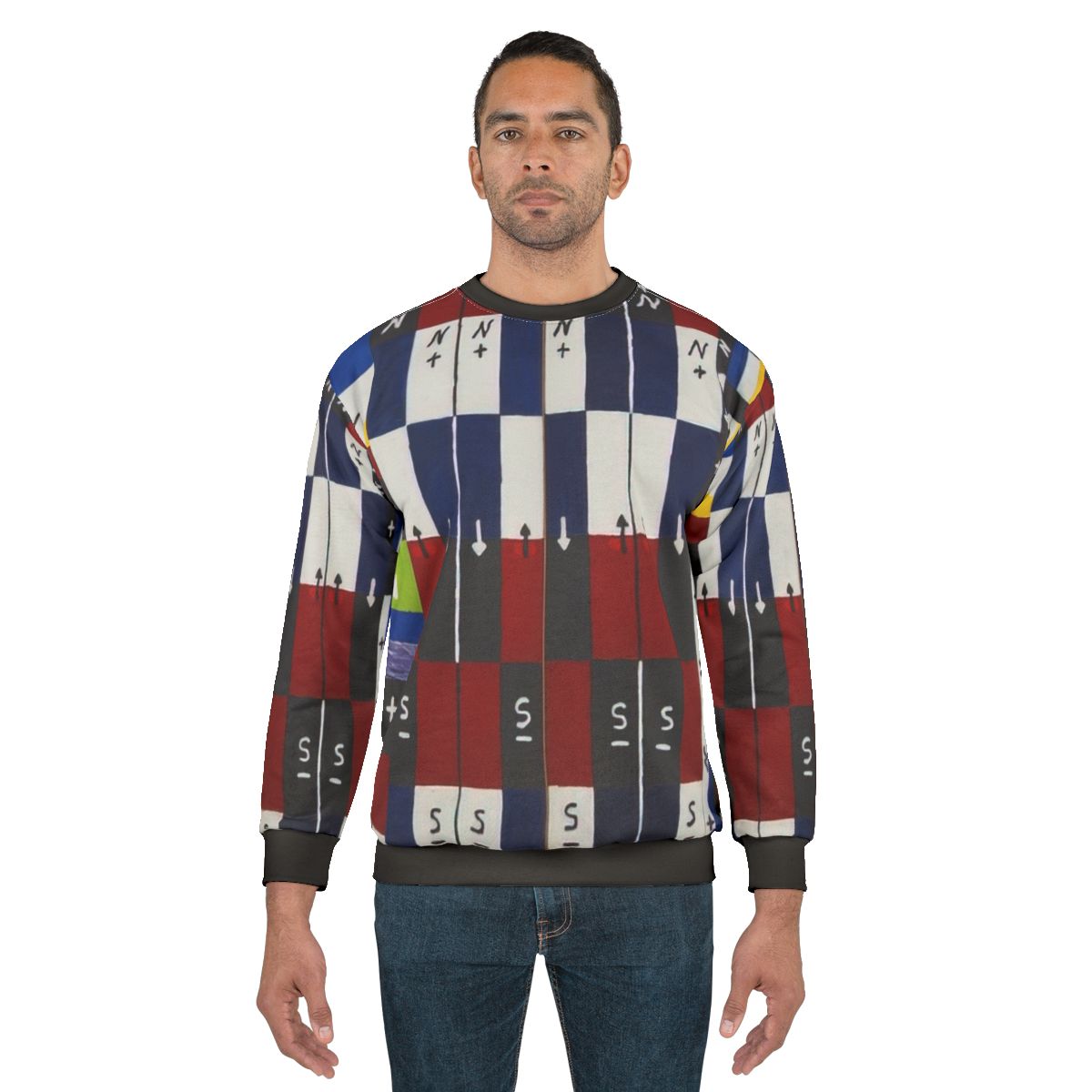 Abstract sweatshirt featuring Alfred Jensen's 'A World In Itself' geomantic art