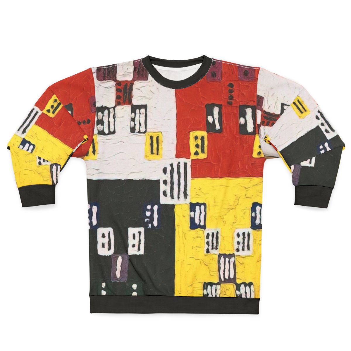 Colorful abstract sweatshirt inspired by the spiritual geometric art of Alfred Jensen