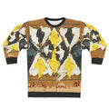 Alfred Jensen abstract art sweatshirt featuring colorful geometric designs and numerical symbolism