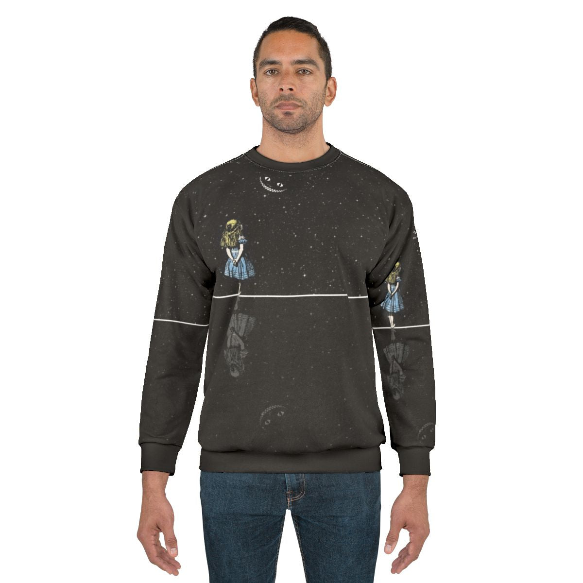 Alice in Wonderland Starry Night Sweatshirt with Cheshire Cat