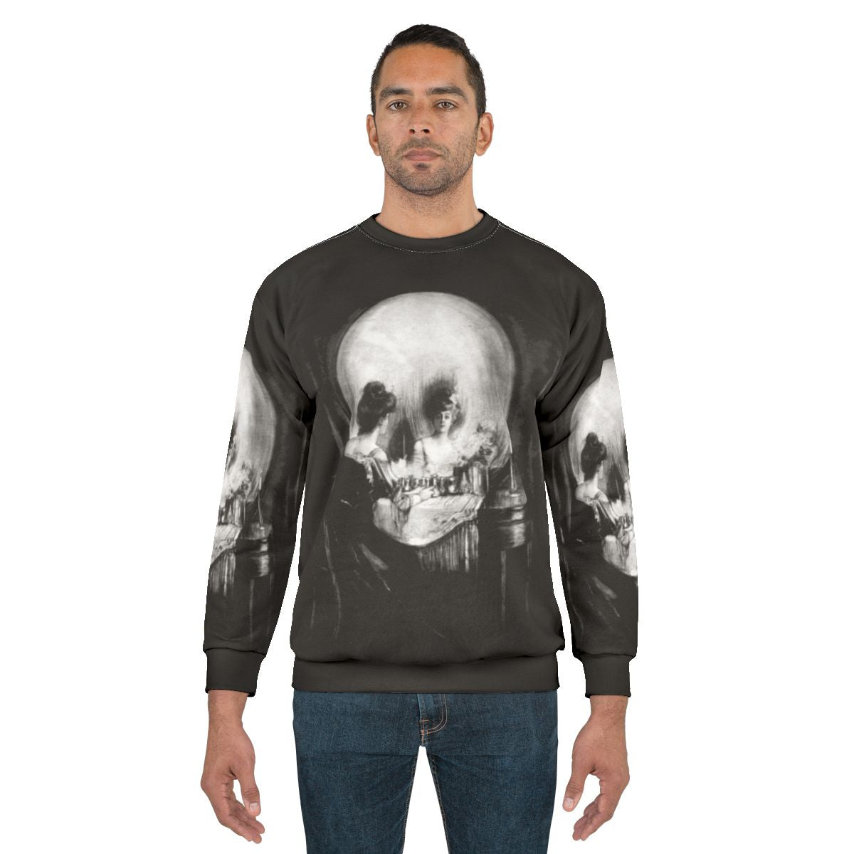 All Is Vanity Gothic Sweatshirt with Skull Design