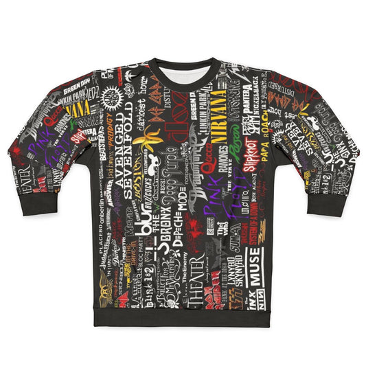Retro music collage sweatshirt with vintage audio graphic design