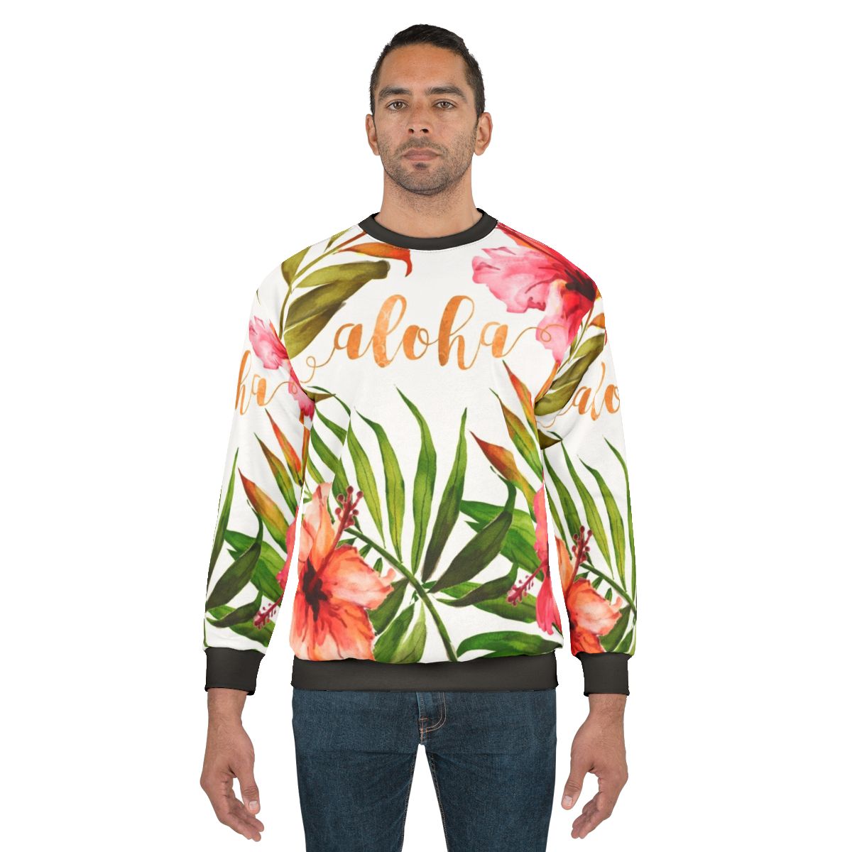 Aloha tropical Hawaiian floral watercolor sweatshirt