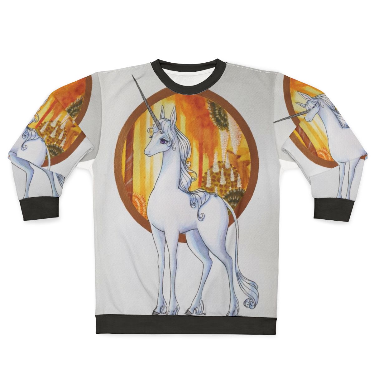 The Last Unicorn Glitter Sweatshirt with Retro 80s Fantasy Movie Theme