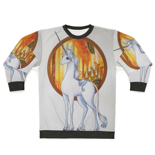 The Last Unicorn Glitter Sweatshirt with Retro 80s Fantasy Movie Theme