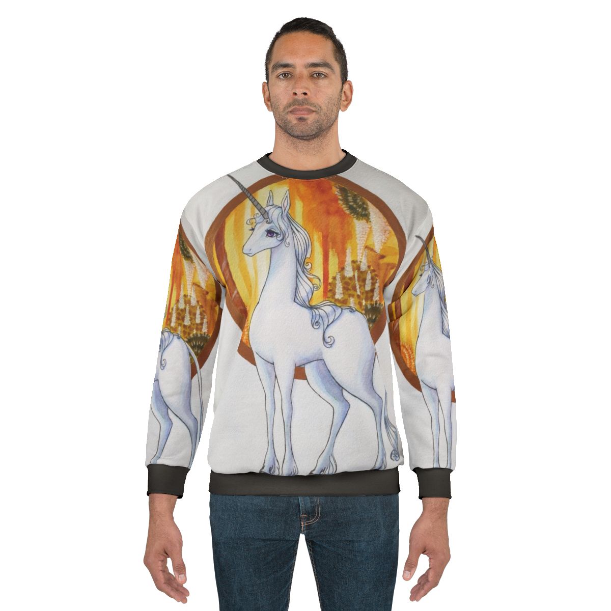 The Last Unicorn Glitter Sweatshirt with Retro 80s Fantasy Movie Theme