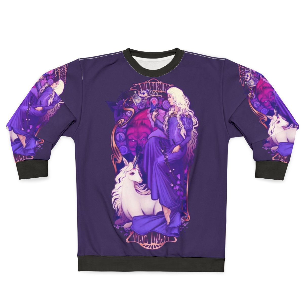Retro 80s fantasy "The Last Unicorn" art nouveau style sweatshirt