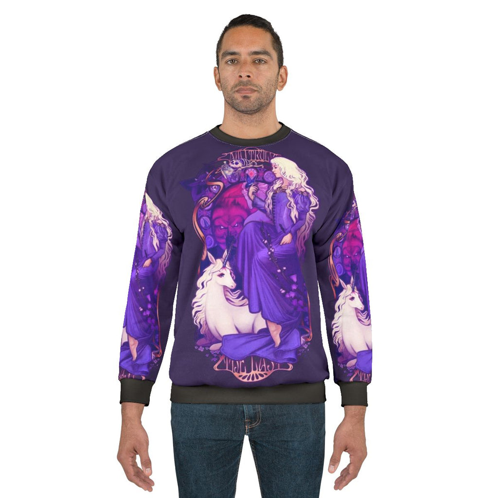 Retro 80s fantasy "The Last Unicorn" art nouveau style sweatshirt