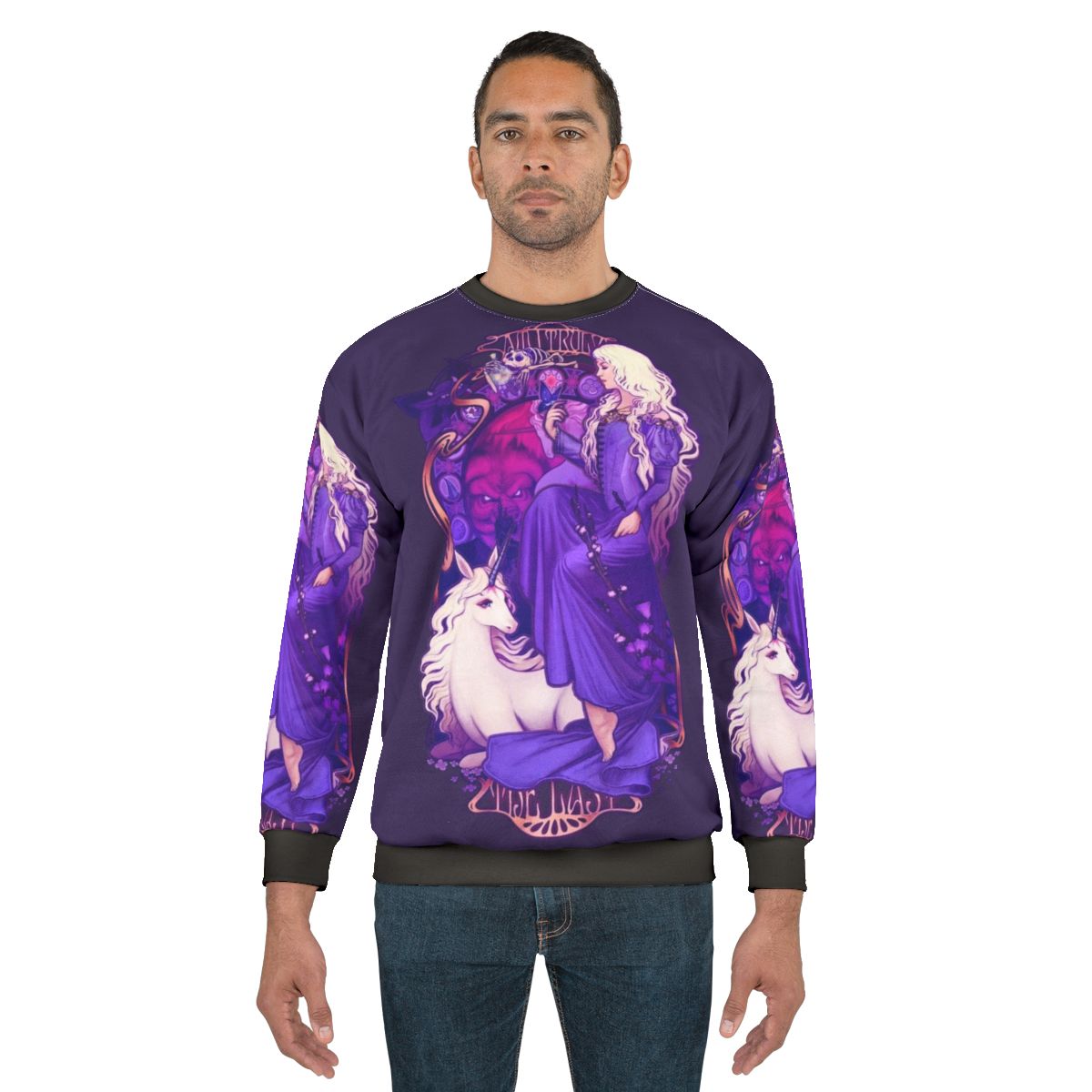 Retro 80s fantasy "The Last Unicorn" art nouveau style sweatshirt