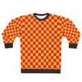 Amber orange and crimson red checkered pattern sweatshirt