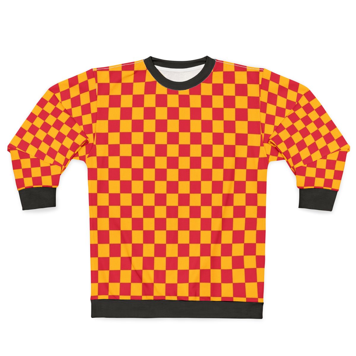 Amber orange and crimson red checkered pattern sweatshirt