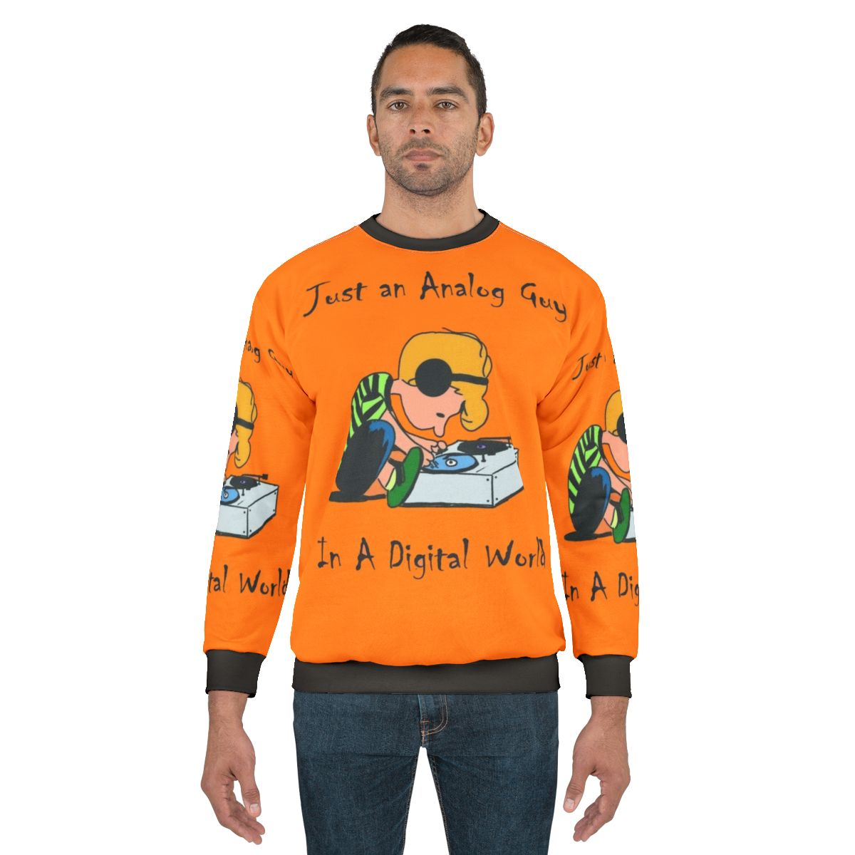 Retro analog guy in digital world sweatshirt