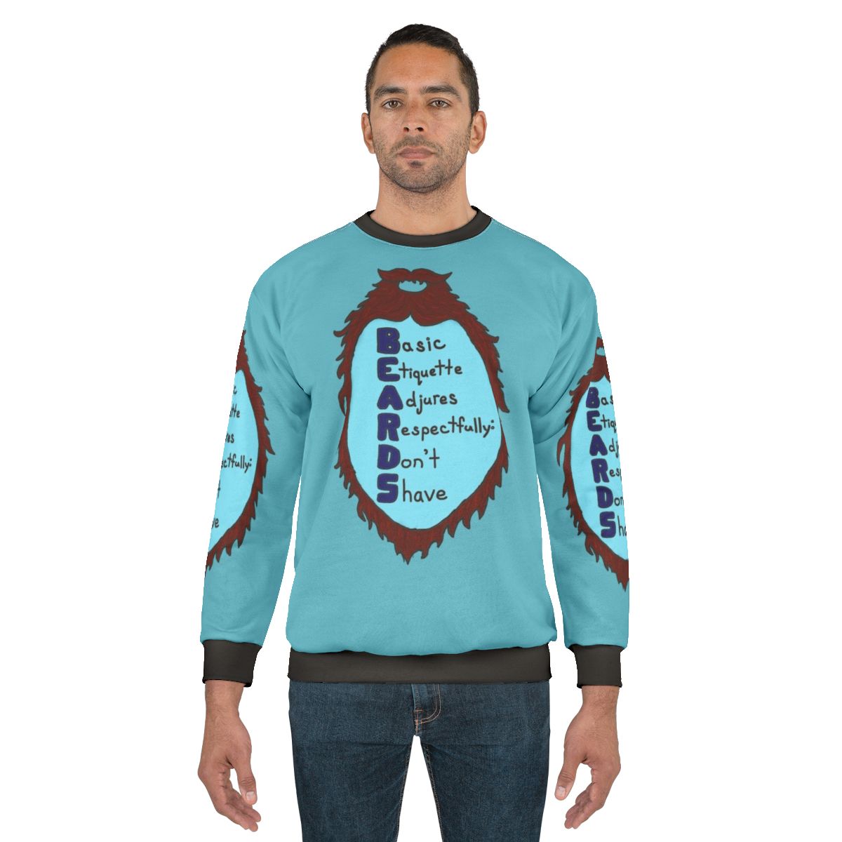 Man wearing beard sweatshirt