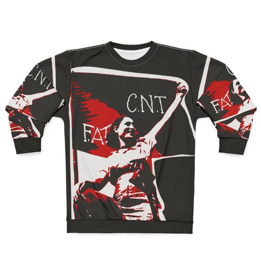Anarchist sweatshirt featuring Spanish Civil War imagery