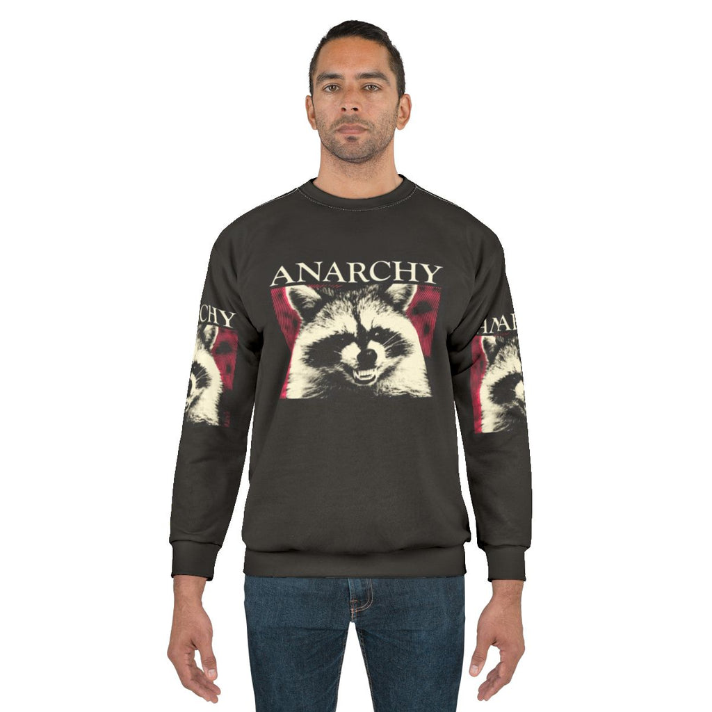 Anarchy Raccoon in Pink Vintage Sweatshirt