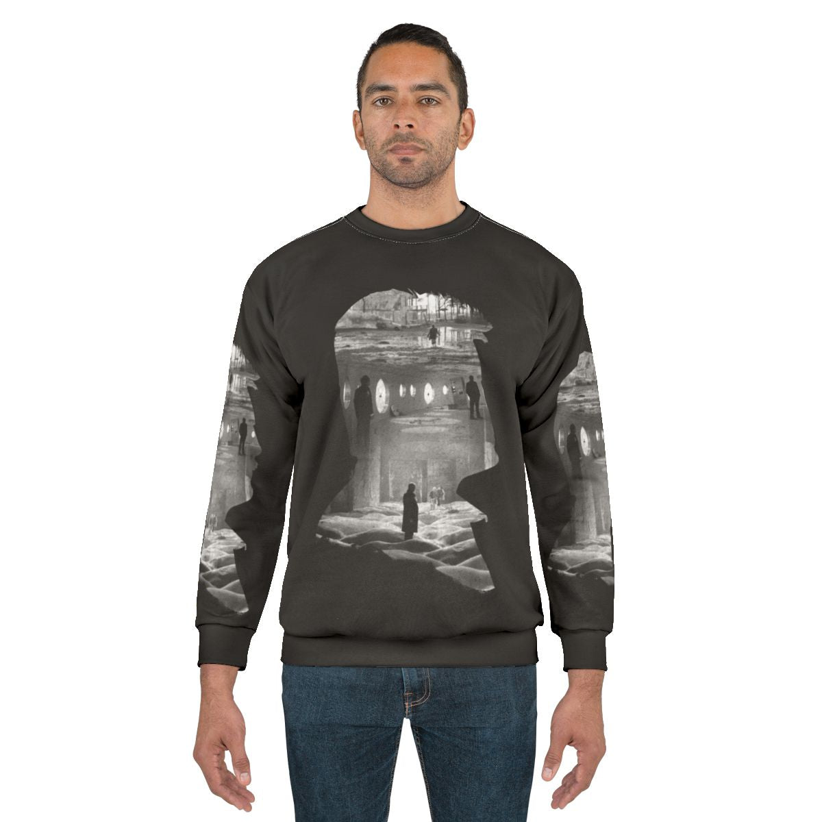 Andrei Tarkovsky silhouette collage design on a sweatshirt