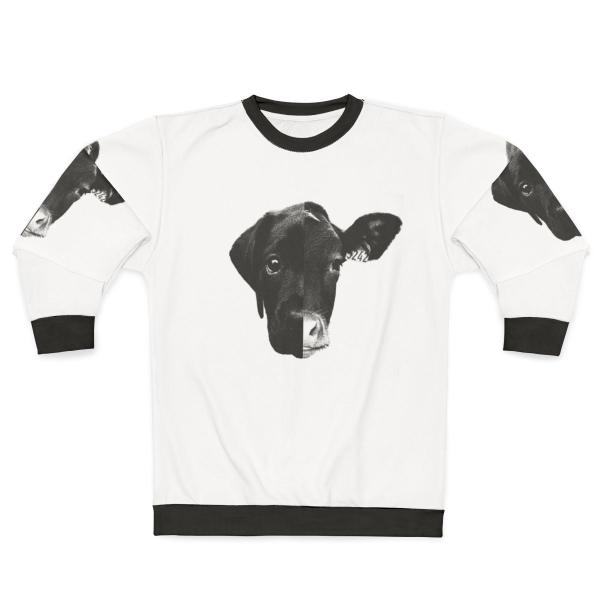 Animal Equality vegan sweatshirt with black and white design promoting animal rights and liberation