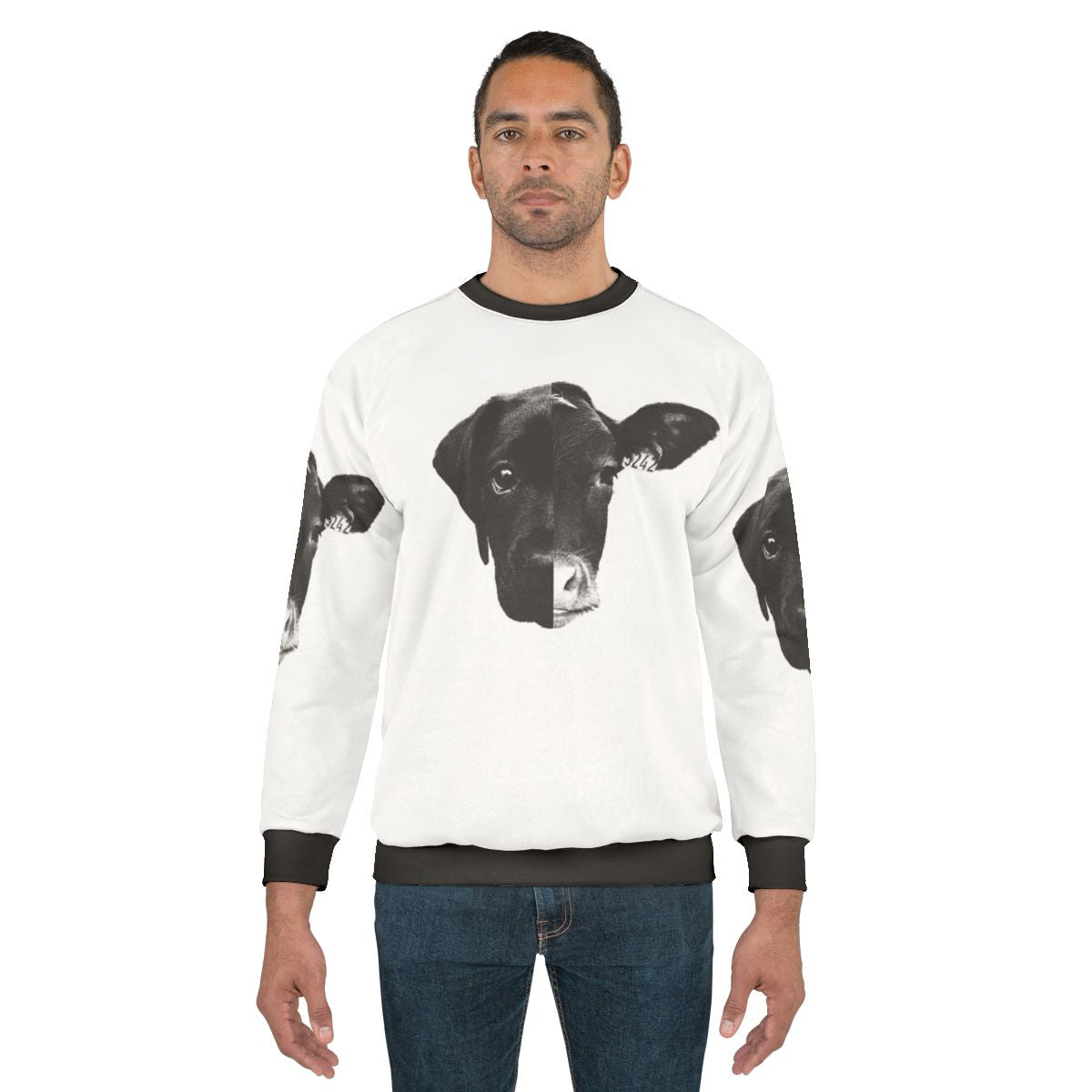 Animal Equality vegan sweatshirt with black and white design promoting animal rights and liberation