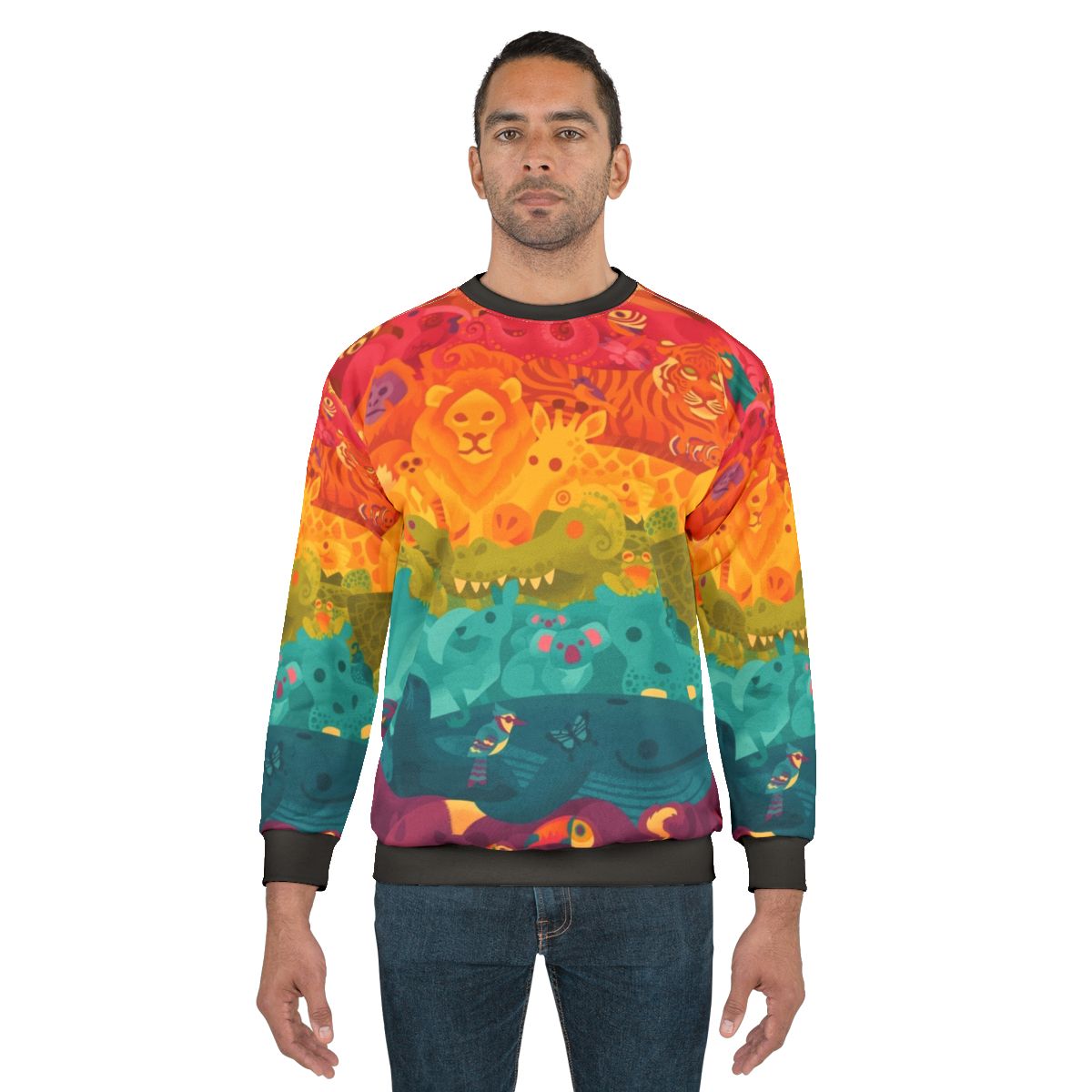 Colorful animal spectrum pattern sweatshirt