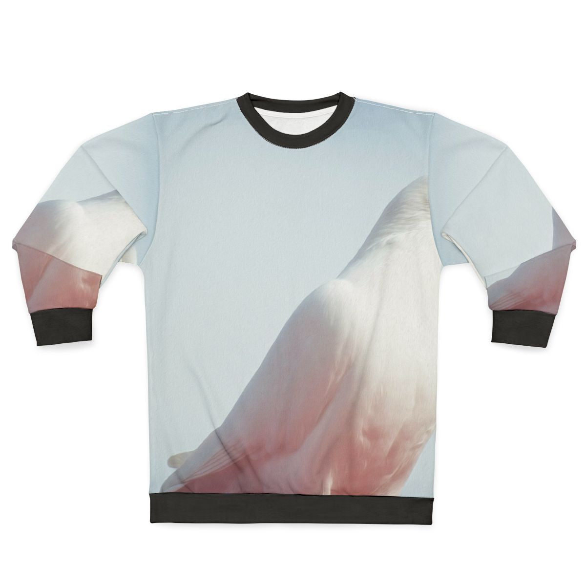 White dove bird sweatshirt with nature-inspired animal print design