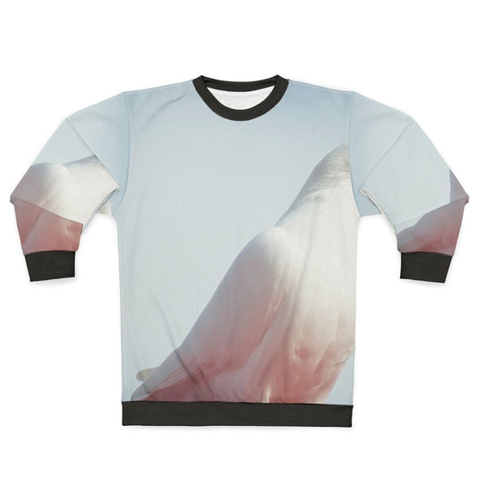 White dove bird sweatshirt with nature-inspired animal print design
