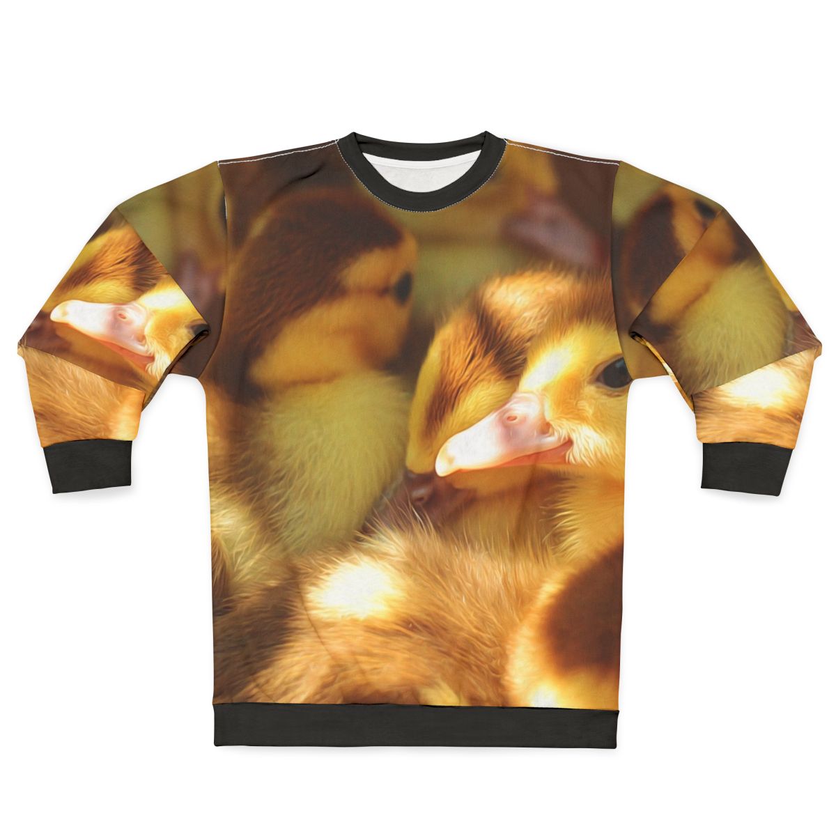 Adorable ducklings and cute fluffy ducks printed on a trendy animal sweatshirt