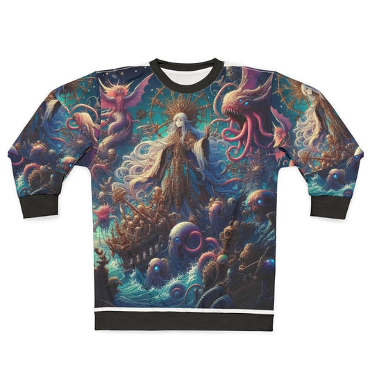 Kawaii anime girl on a black anime-inspired sweatshirt