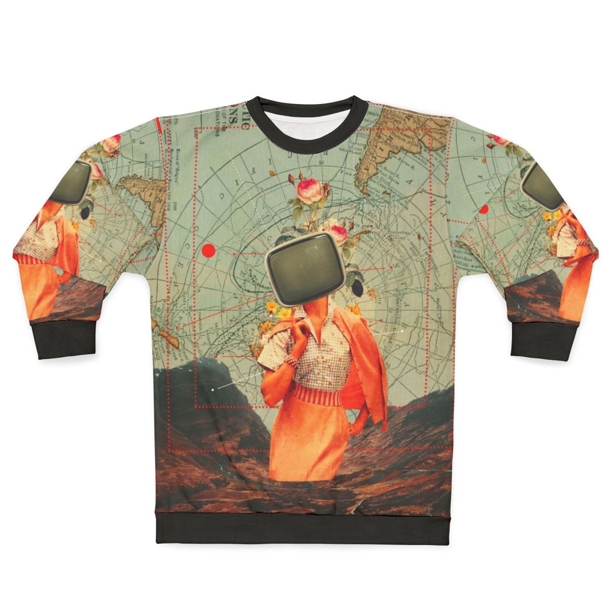 Vintage Antarctic Broadcast Sweatshirt with Collage Pop Art Design