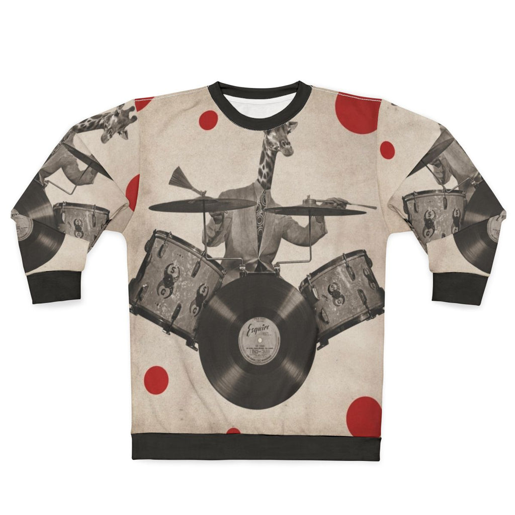 Artistic anthropomorphic giraffe drummer sweatshirt